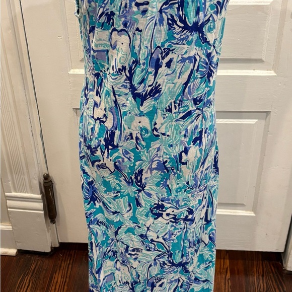 Lilly Pulitzer Essie Maxi Dress Smocked Print Sleeveless Sz M Rn88189 EUC - Picture 4 of 6